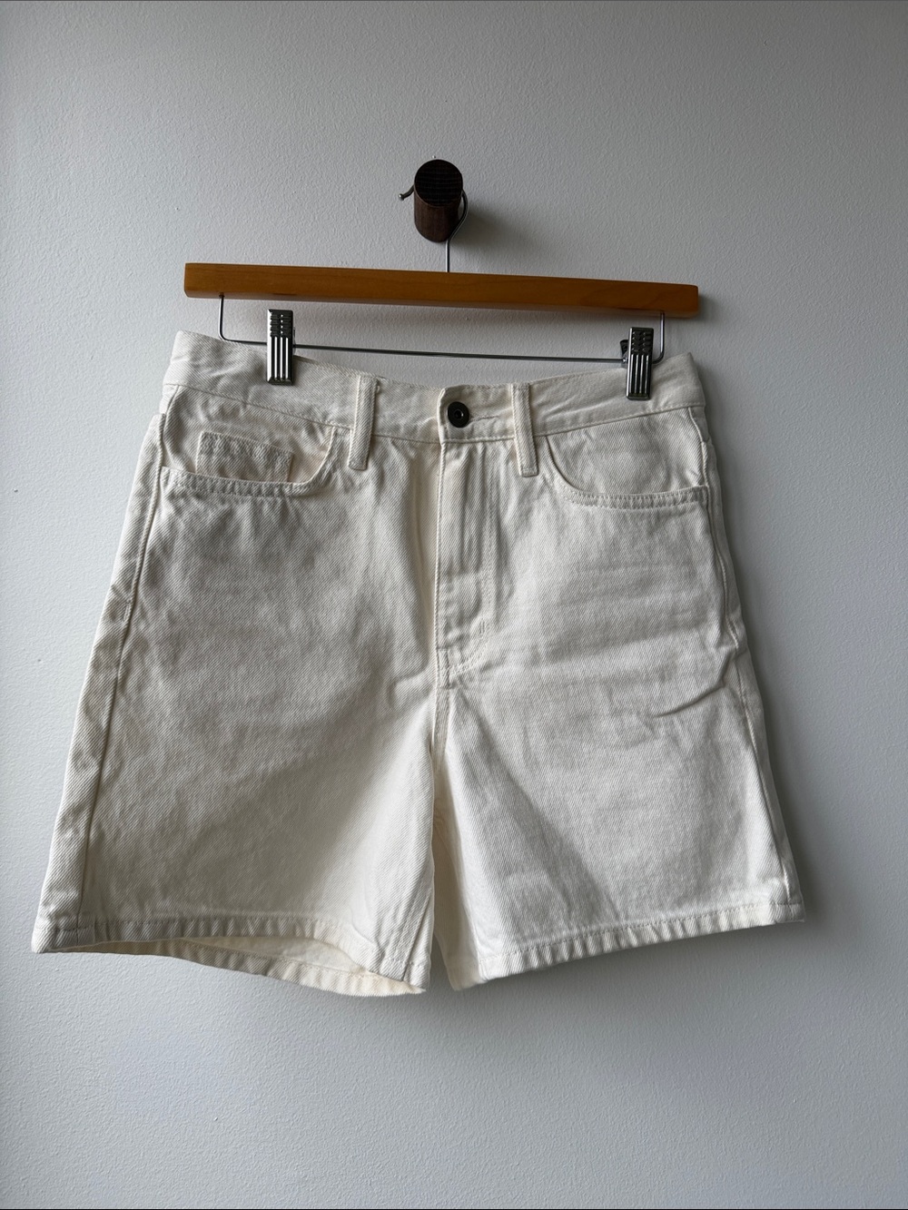 COS Cream High-Rise Denim Shorts